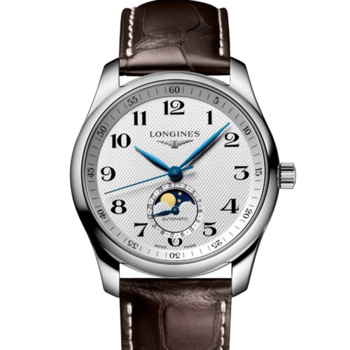 マスターコレクション ムーンフェイズ 40mm シルバー「バーリーコーン」文字盤 ステンレススティール アリゲーターストラップ