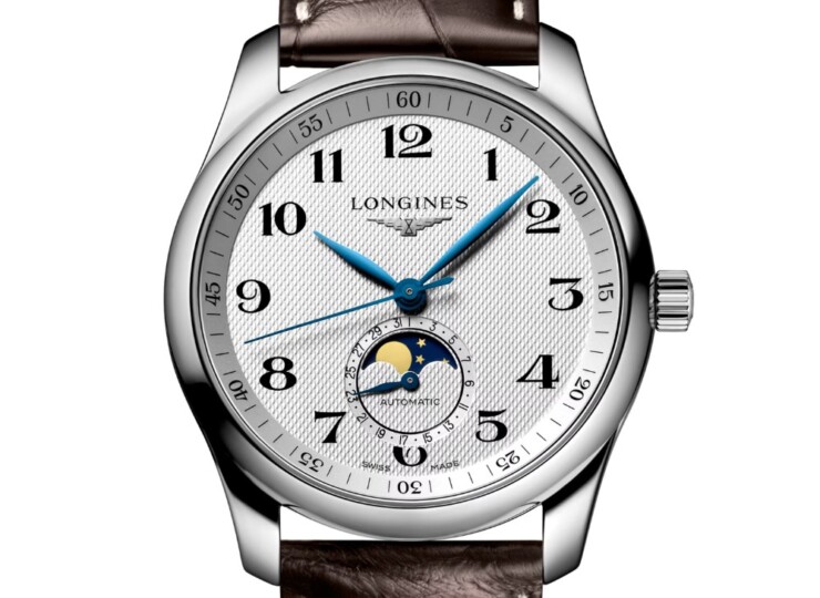 LONGINES マスターコレクション ムーンフェイズ 40mm シルバー「バーリーコーン」文字盤 ステンレススティール アリゲーターストラップ L2.909.4.78.3