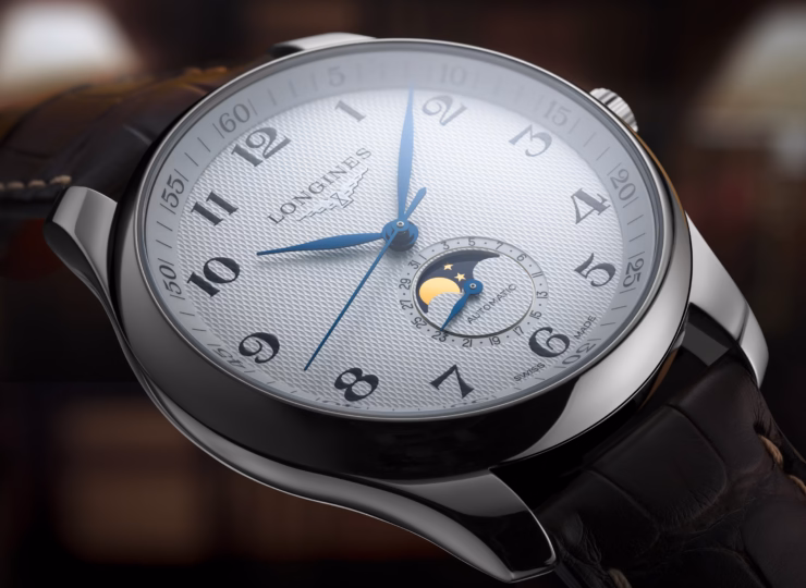 LONGINES マスターコレクション ムーンフェイズ 42mm シルバー「バーリーコーン」文字盤 ステンレススティール アリゲーターストラップ L2.919.4.78.3