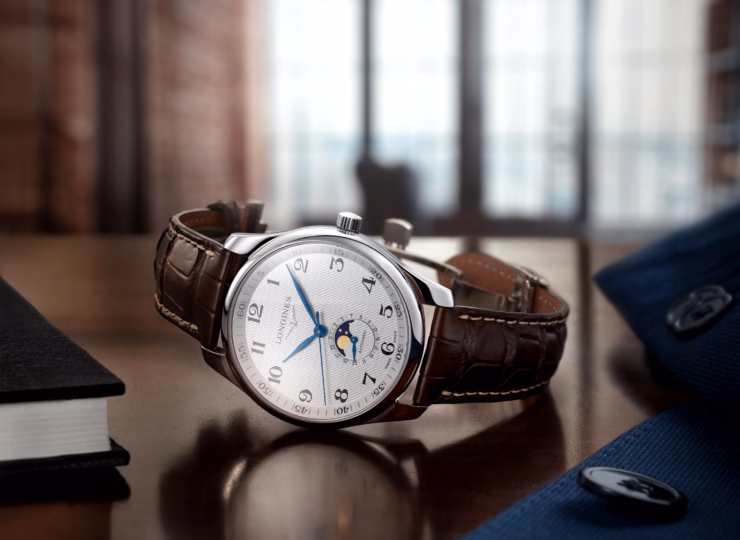 LONGINES マスターコレクション ムーンフェイズ 42mm シルバー「バーリーコーン」文字盤 ステンレススティール アリゲーターストラップ L2.919.4.78.3