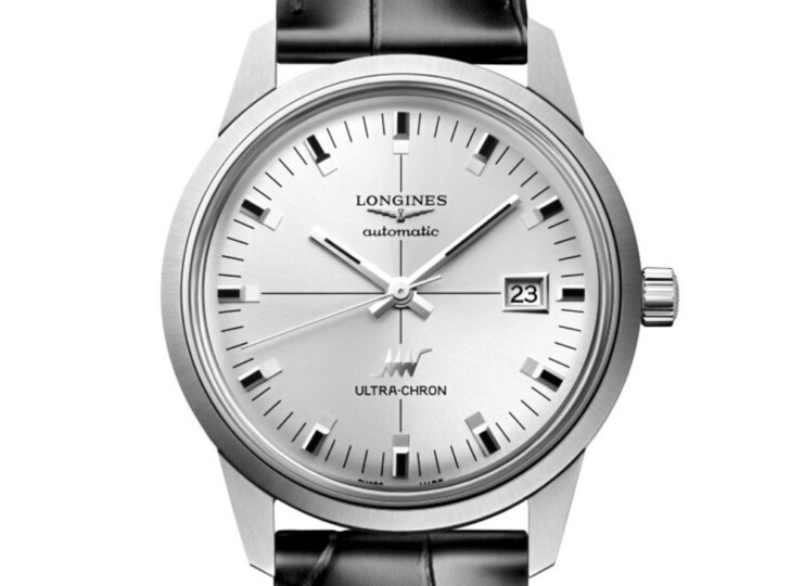 LONGINES ウルトラクロン 40mm シルバー「サンレイ」文字盤 ステンレススティール アリゲーターストラップ L2.937.4.72.2