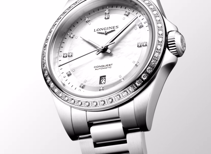 LONGINES コンクエスト 30mm ホワイト マザーオブパール文字盤 ステンレススティール L3.320.0.87.6