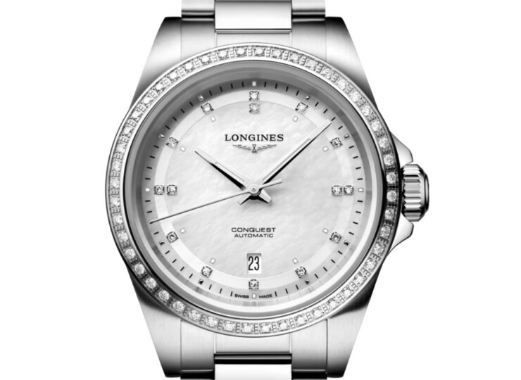 LONGINES コンクエスト 30mm ホワイト マザーオブパール文字盤 ステンレススティール L3.320.0.87.6