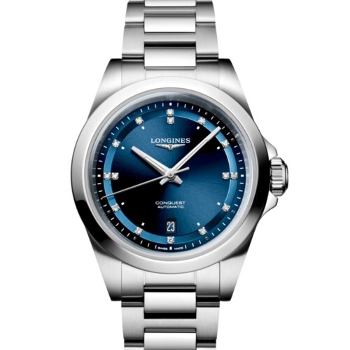 コンクエスト 30mm ブルー「サンレイ」文字盤 ステンレススティール