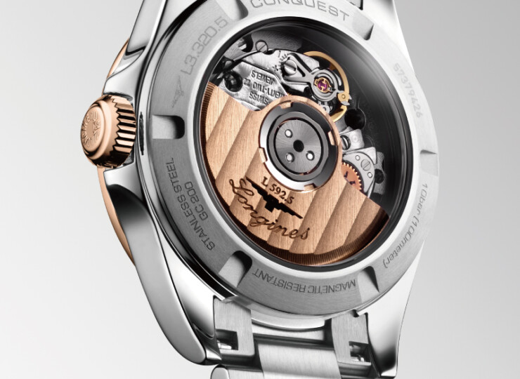LONGINES コンクエスト 30mm サンレイグリーン文字盤 ステンレススチール＆18KローズゴールドGC200 L3.320.5.02.6