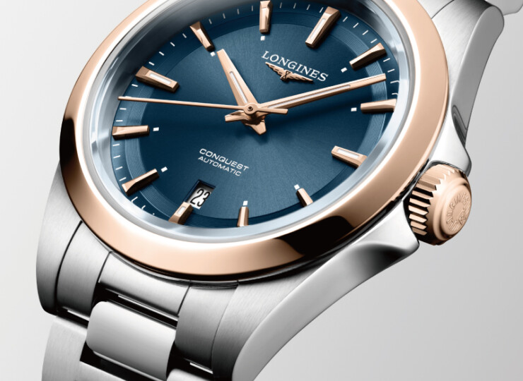 LONGINES コンクエスト 30mm ブルー「サンレイ」文字盤 ステンレススチール＆18KローズゴールドGC200 L3.320.5.92.6