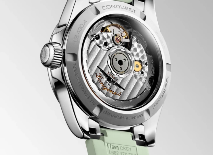 LONGINES コンクエスト 34mm サンレイグリーン文字盤 ステンレススティール ラバーストラップ L3.430.4.02.9