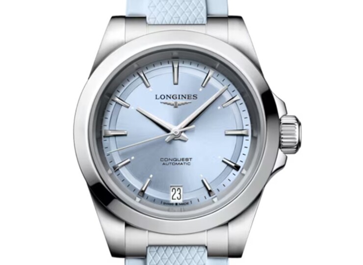 LONGINES コンクエスト 34mm ブルー「サンレイ」文字盤 ステンレススティール ラバーストラップ L3.430.4.92.9