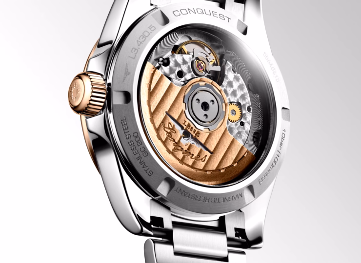 LONGINES コンクエスト 34mm サンレイグリーン文字盤 ステンレススチール＆18KローズゴールドGC200 ブレスレット L3.430.5.02.6
