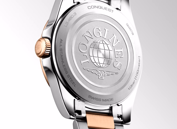 LONGINES コンクエスト 34mm ホワイト サンドブラスト仕上げ文字盤 ステンレススティール&レッド PVD L3.460.3.18.7