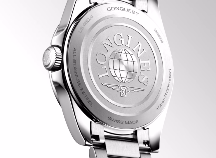 LONGINES コンクエスト 34mm ホワイト サンドブラスト仕上げ文字盤 ステンレススティール ブレスレット ゴールド針 L3.460.4.12.6