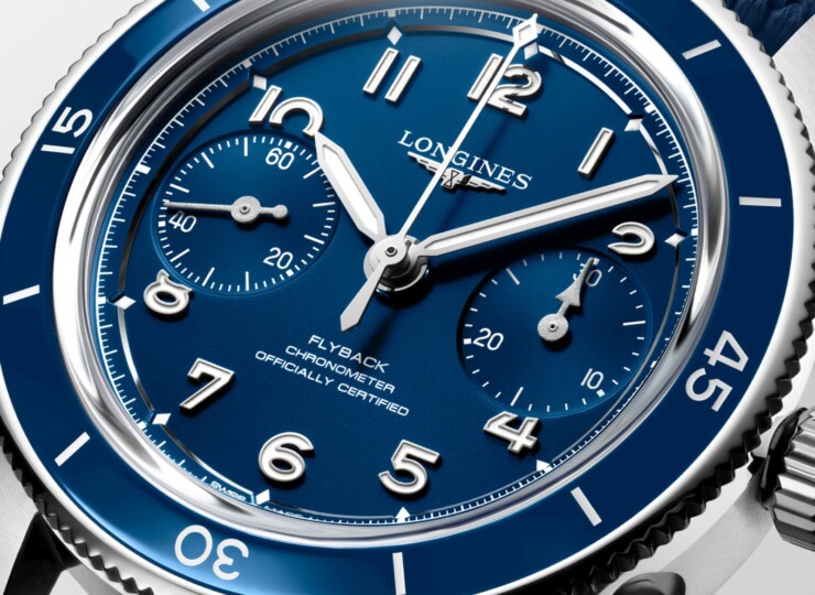 LONGINES スピリット パイロット フライバック 39.5mm マットブルー文字盤 ステンレススティール ラバーストラップ L3.721.4.93.9