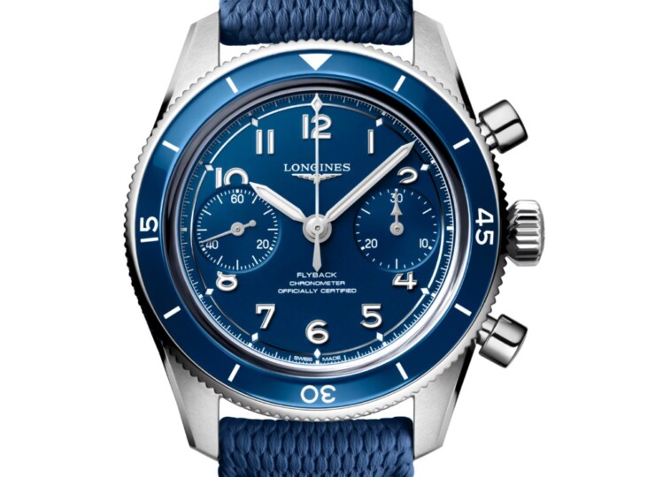 LONGINES スピリット パイロット フライバック 39.5mm マットブルー文字盤 ステンレススティール ラバーストラップ L3.721.4.93.9