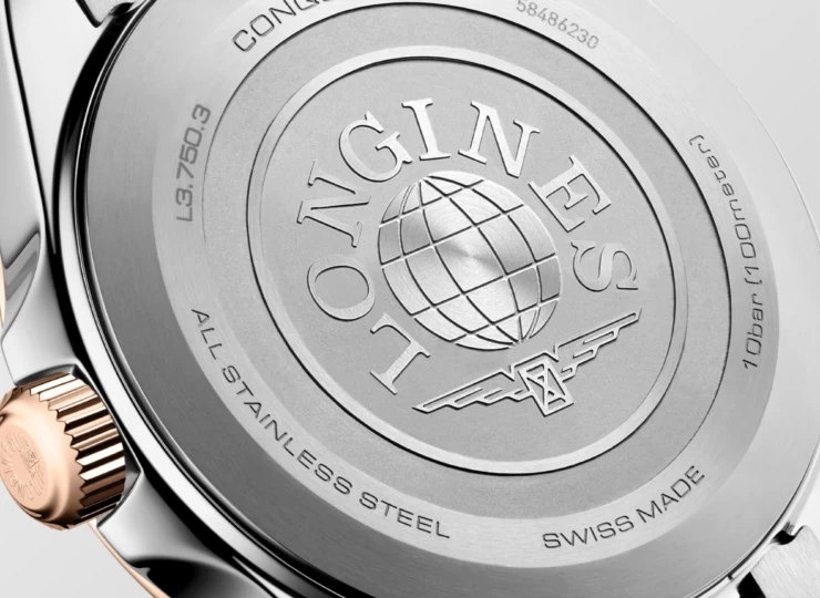LONGINES コンクエスト 38mm ブルー サンドブラスト仕上げ文字盤 ステンレススティール＆レッド PVD L3.750.3.98.7
