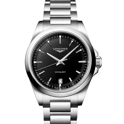 コンクエスト 38mm ブラック サンドブラスト仕上げ文字盤 ステンレススティール