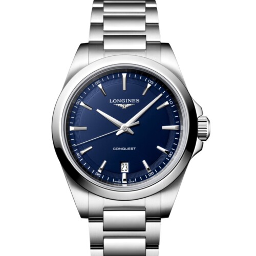 コンクエスト 38mm ブルー サンドブラスト仕上げ文字盤 ステンレススティール