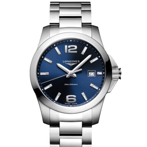 LONGINES コンクエスト 41mm ブルー「サンレイ」文字盤 ステンレススティール ブレスレット L3.759.4.96.6
