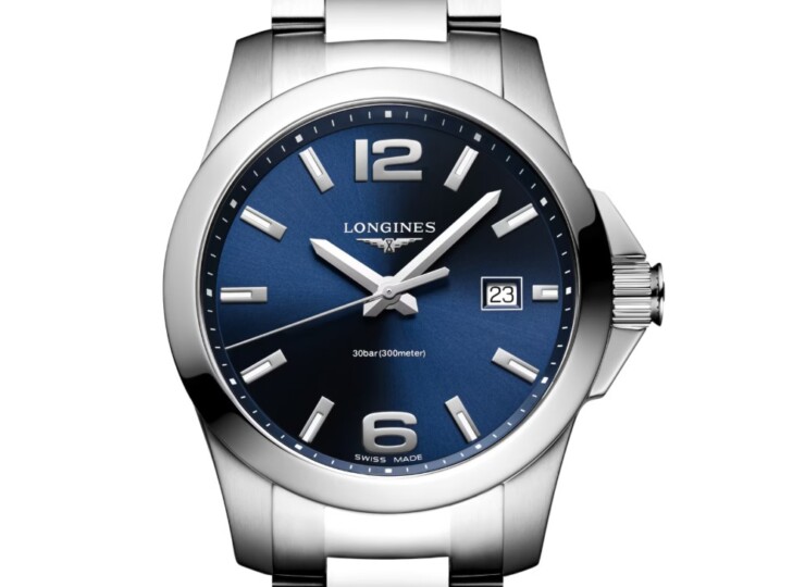 LONGINES コンクエスト 41mm ブルー「サンレイ」文字盤 ステンレススティール ブレスレット L3.759.4.96.6