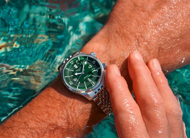 LONGINES レジェンドダイバー 39mm 緑ラッカー「ポリッシュ」文字盤 L3.764.4.06.6
