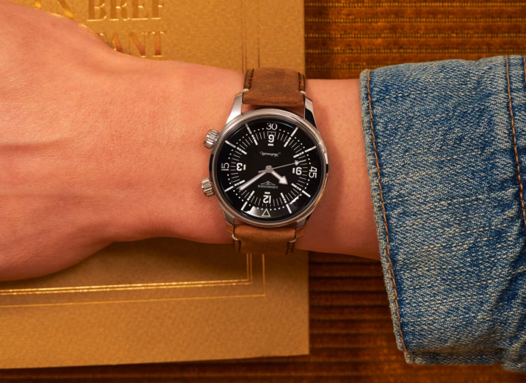 LONGINES レジェンドダイバー 39mm ブラックラッカー「ポリッシュ」文字盤 ステンレススティール レザーストラップ L3.764.4.50.0