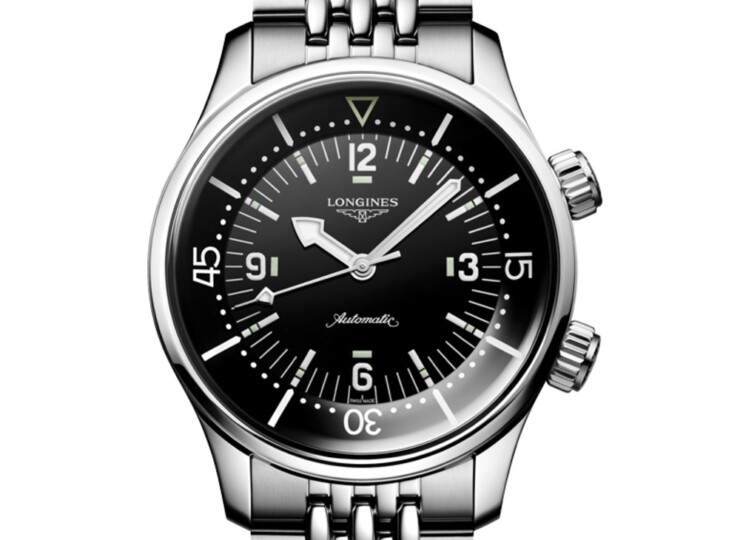 LONGINES レジェンドダイバー 39mm ブラックラッカー「ポリッシュ」文字盤 ステンレススティール ブレスレット L3.764.4.50.7