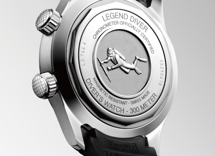 LONGINES レジェンドダイバー 39mm ブラックラッカー「ポリッシュ」文字盤 ステンレススティール ラバーストラップ L3.764.4.50.9
