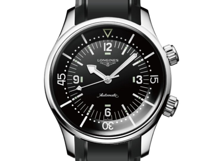 LONGINES レジェンドダイバー 39mm ブラックラッカー「ポリッシュ」文字盤 ステンレススティール ラバーストラップ L3.764.4.50.9
