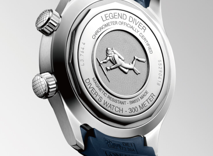 LONGINES レジェンドダイバー 39mm 青ラッカー「ポリッシュ」文字盤 ステンレススティール ラバーストラップ L3.764.4.90.9