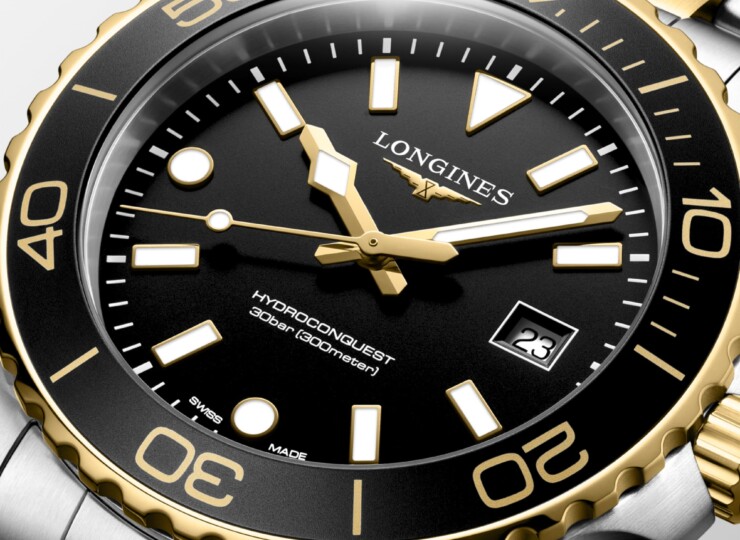 LONGINES ハイドロコンクエスト 42mm ブラック サンドブラスト仕上げ文字盤 ステンレススティール&イエロー PVD L3.769.3.56.7