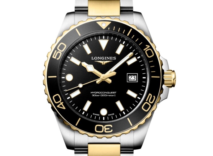 LONGINES ハイドロコンクエスト 42mm ブラック サンドブラスト仕上げ文字盤 ステンレススティール&イエロー PVD L3.769.3.56.7