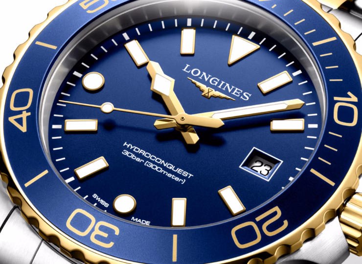 LONGINES ハイドロコンクエスト 42mm ブルー サンドブラスト仕上げ文字盤 ステンレススティール&イエロー PVD L3.769.3.96.7