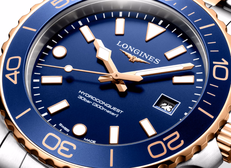LONGINES ハイドロコンクエスト 42mm ブルー サンドブラスト仕上げ文字盤 ステンレススティール&レッド PVD L3.769.3.98.7
