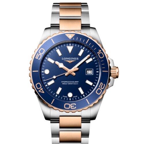 ハイドロコンクエスト 42mm ブルー サンドブラスト仕上げ文字盤 ステンレススティール＆レッド PVD