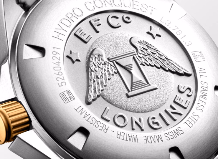 LONGINES ハイドロコンクエスト 41mm ブラック「サンレイ」文字盤 ステンレススティールとセラミック ブレスレット イエローPVD L3.781.3.56.7
