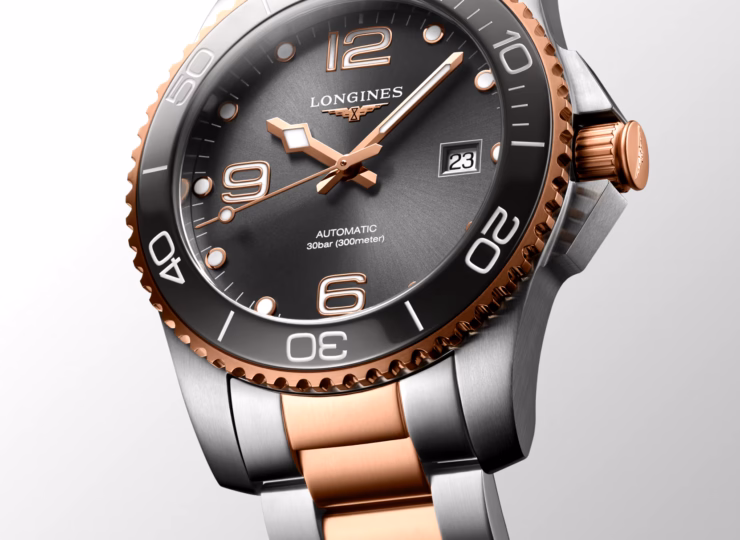 LONGINES ハイドロコンクエスト 41mm サンレイグレー文字盤 ステンレススティールとセラミック ブレスレット レッドPVD L3.781.3.78.7
