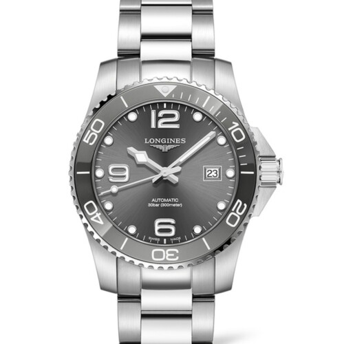 ハイドロコンクエスト 41mm サンレイグレー文字盤 ステンレススティールとセラミック ブレスレット