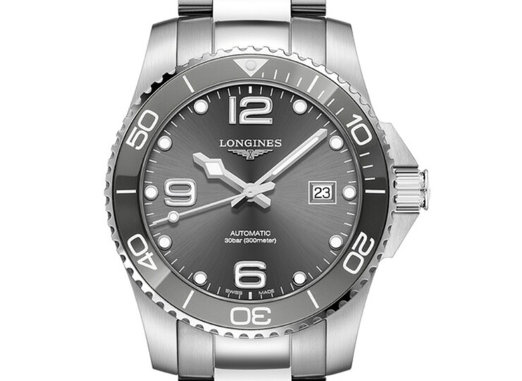 LONGINES ハイドロコンクエスト 41mm サンレイグレー文字盤 ステンレススティールとセラミック ブレスレット L3.781.4.76.6