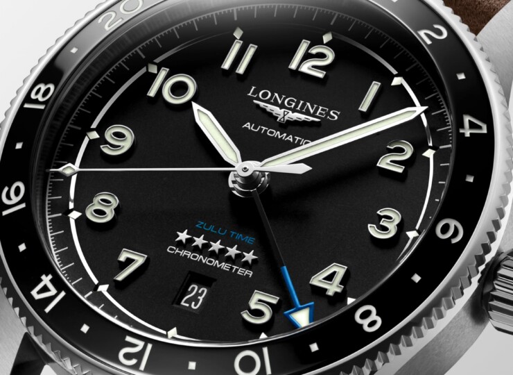 LONGINES スピリット ズールータイム 42mm マットブラック文字盤 ステンレススティールとセラミック レザーストラップ L3.812.4.53.2