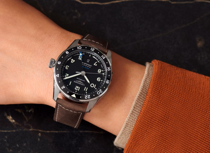 LONGINES スピリット ズールータイム 42mm マットブラック文字盤 ステンレススティールとセラミック レザーストラップ L3.812.4.53.2