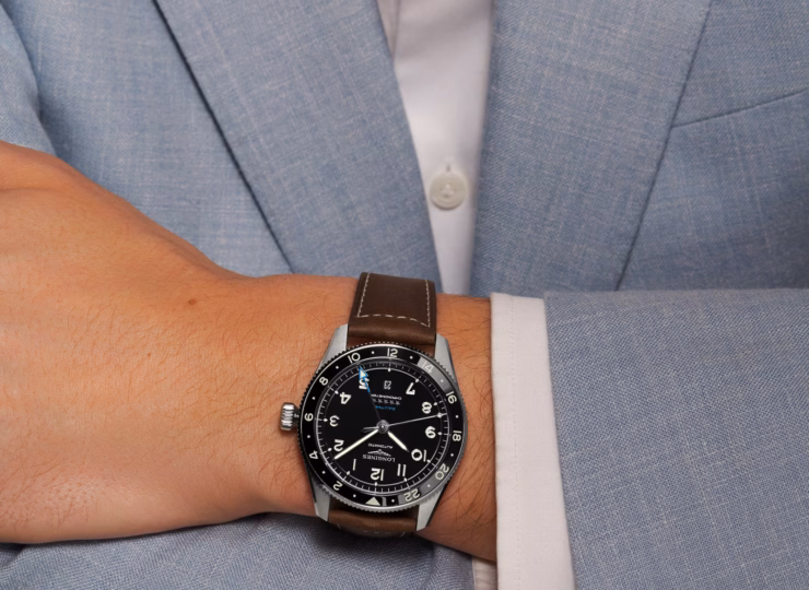 LONGINES スピリット ズールータイム 42mm マットブラック文字盤 ステンレススティールとセラミック レザーストラップ L3.812.4.53.2