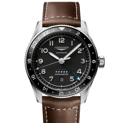 LONGINES スピリット ズールータイム 42mm マットブラック文字盤 ステンレススティールとセラミック レザーストラップ L3.812.4.53.2
