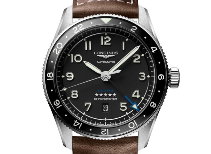 LONGINES スピリット ズールータイム 42mm マットブラック文字盤 ステンレススティールとセラミック レザーストラップ L3.812.4.53.2