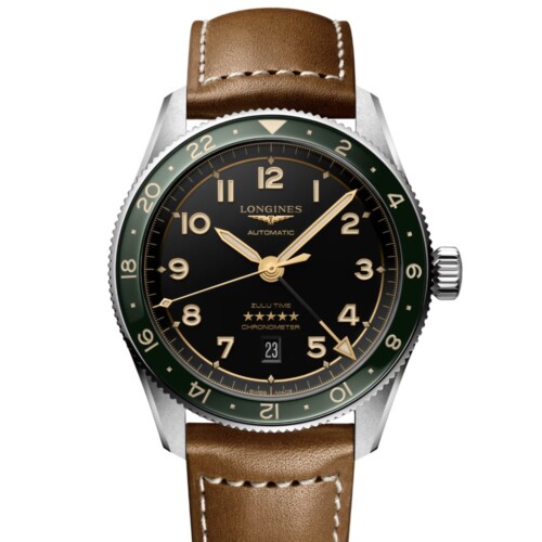 LONGINES スピリット ズールータイム 42mm アンスラサイト文字盤 ステンレススティールとセラミック レザーストラップ L3.812.4.63.2