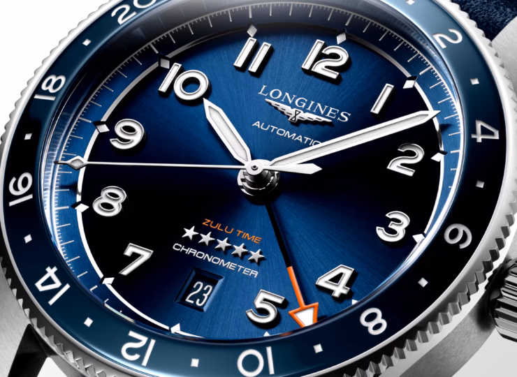 LONGINES スピリット ズールータイム 42mm ブルー「サンレイ」文字盤 ステンレススティールとセラミック レザーストラップ L3.812.4.93.2
