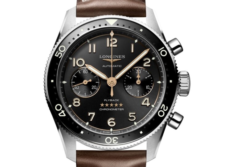 LONGINES スピリット フライバック 42mm ブラック「サンレイ」文字盤 ステンレススティールとセラミック レザーストラップ L3.821.4.53.2