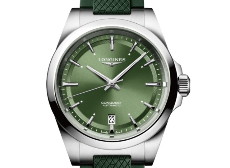 LONGINES コンクエスト 41mm サンレイグリーン文字盤 ステンレススティール ラバーストラップ L3.830.4.02.9