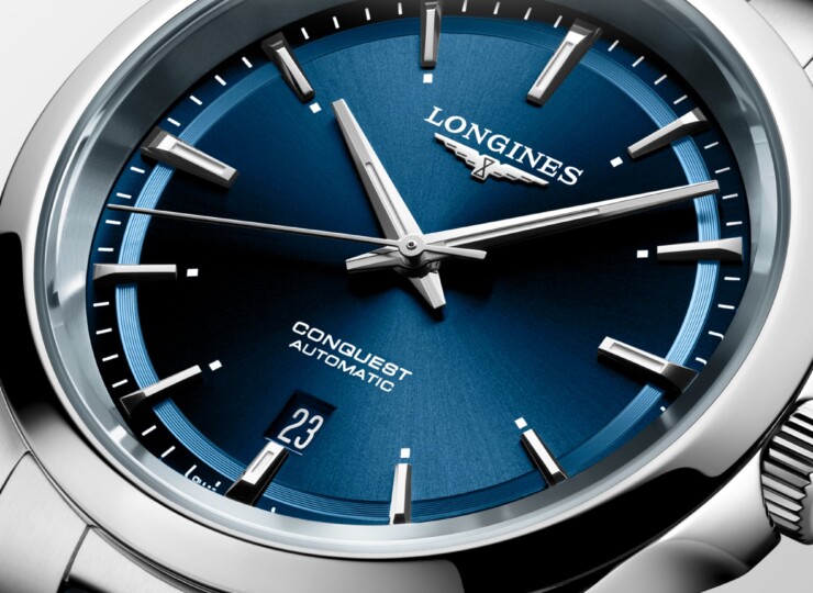 LONGINES コンクエスト 41mm ブルー「サンレイ」文字盤 ステンレススティール ラバーストラップ L3.830.4.92.9