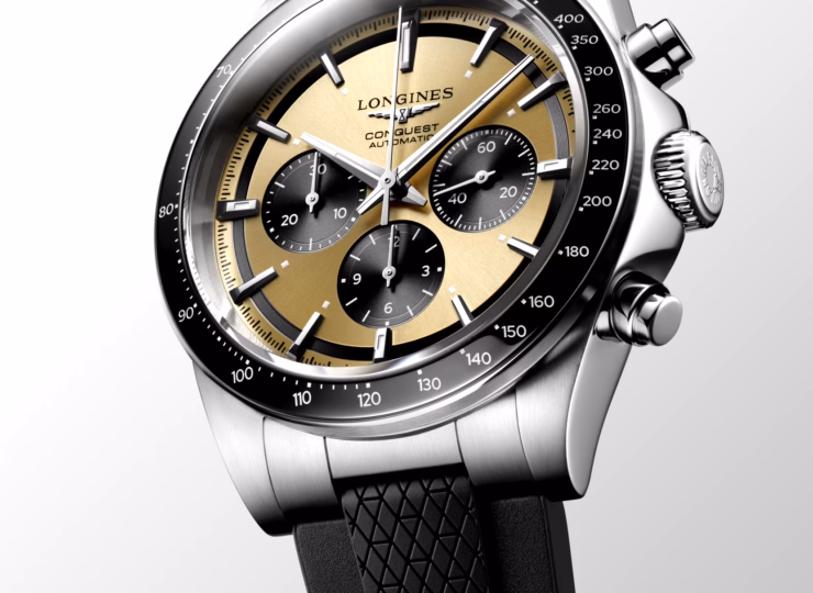 LONGINES コンクエスト クロノグラフ 42mm サンレイ ゴールド文字盤 L3.835.4.32.9