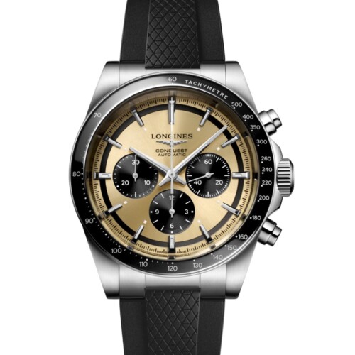 LONGINES コンクエスト クロノグラフ 42mm サンレイ ゴールド文字盤 L3.835.4.32.9