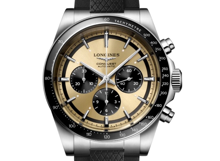 LONGINES コンクエスト クロノグラフ 42mm サンレイ ゴールド文字盤 L3.835.4.32.9